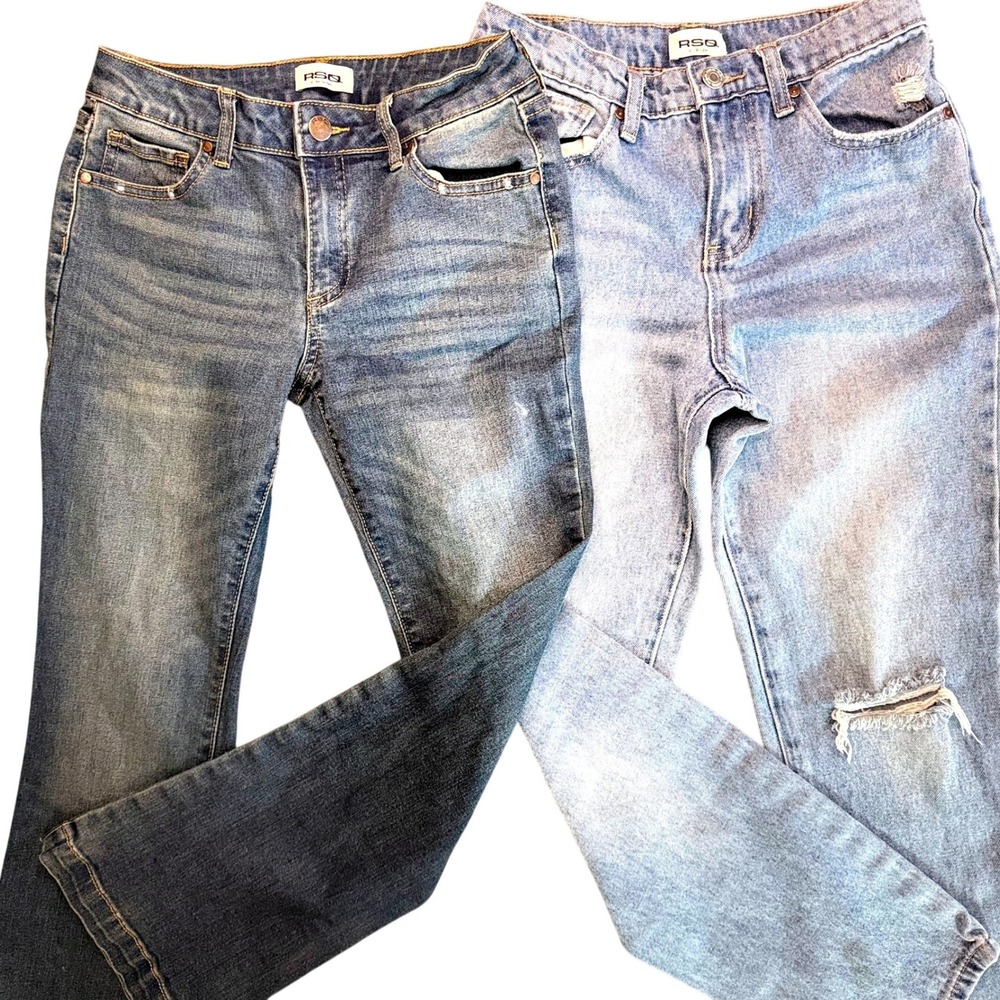 RSQ Jeans Bundle Size 12 Denim 90s Distressed & Low Rise Flare